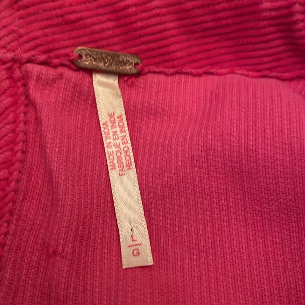 Like new Free People baby cord dress/tunic. Large. Pockets. Bright pink. Lovely! - Picture 6 of 7